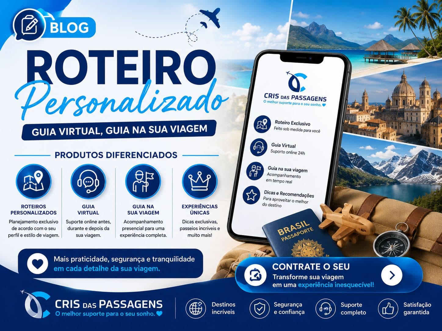 Roteiro personalizado: viaje com guia presencial ou virtual e suporte completo